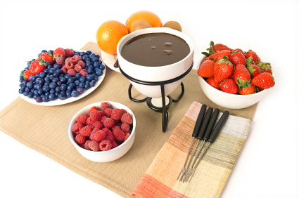 Chocolate Fondue with fruits