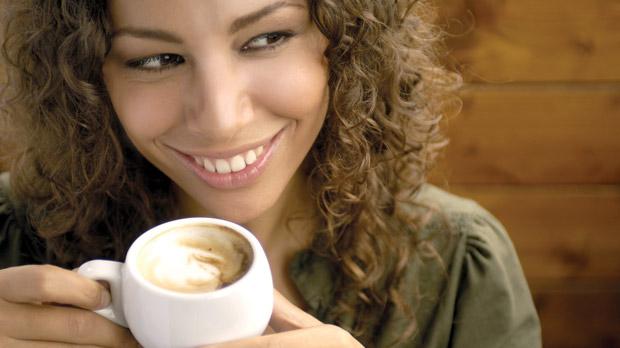 Drinking coffee
